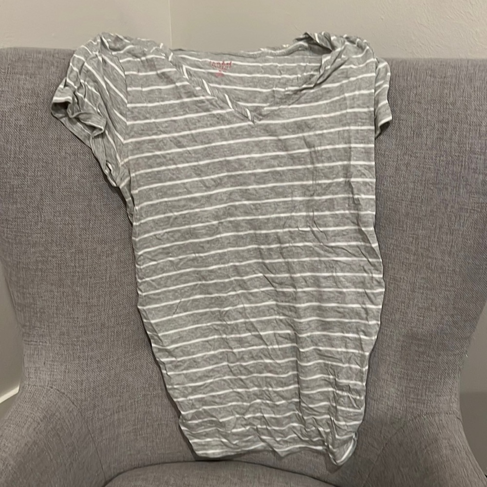 Gray striped maternity shirt